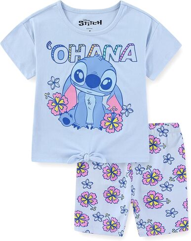 Disney Lilo & Stitch Girls Short Sleeve T-Shirt and Bike Shorts Set for Big Kids in Saudi Arabia