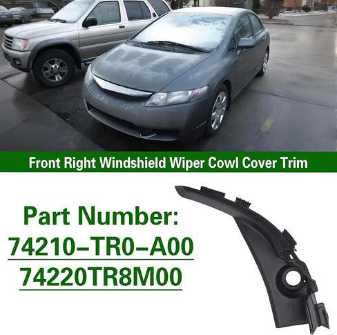Front Left Windshield Wiper Cowl Cover Trim for Honda Civic 2012-2016 Replacement 74220-TR0-A00 1Pcs Black in Saudi Arabia