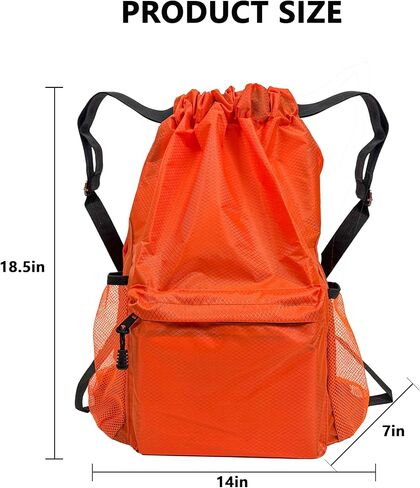 Drawstring Backpack 2 Pack, Water-Resistant Gym Bag with Water Bottle Pocket for Soccer Basketball, Sports, Lightweight Sports Backpack for Men Women (Orange+Blue) in Saudi Arabia