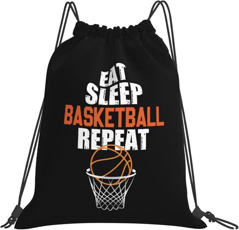 Eat Sleep Basketball Repeat Unisex Drawstring Backpack Bag Sport Gym Swim Travel Sackpack in Saudi Arabia