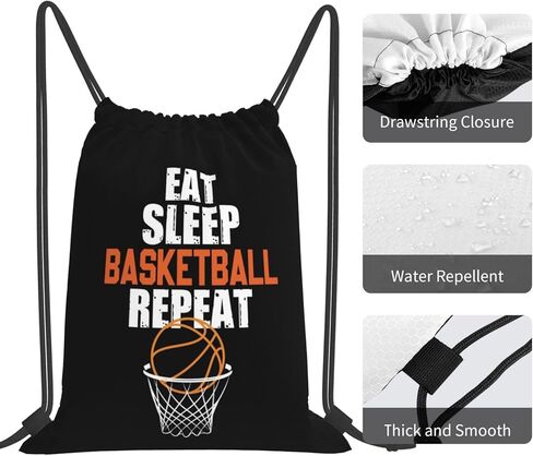 Eat Sleep Basketball Repeat Unisex Drawstring Backpack Bag Sport Gym Swim Travel Sackpack in Saudi Arabia