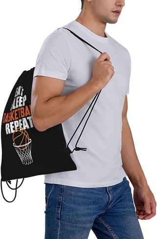 Eat Sleep Basketball Repeat Unisex Drawstring Backpack Bag Sport Gym Swim Travel Sackpack in Saudi Arabia