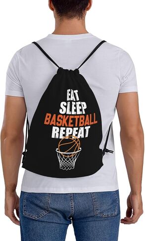 Eat Sleep Basketball Repeat Unisex Drawstring Backpack Bag Sport Gym Swim Travel Sackpack in Saudi Arabia