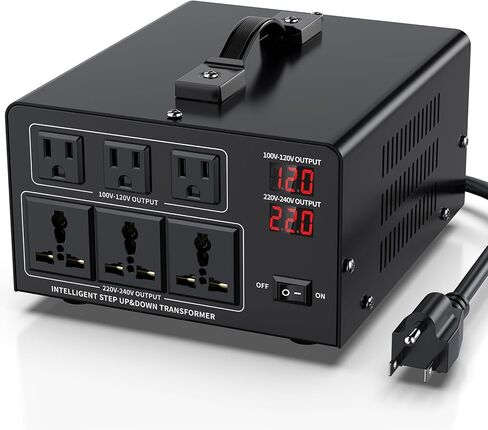 محول جهد 6000 واط، تصعيد 110 فولت/120 فولت إلى 220 فولت/240 فولت أو تنحي 220 فولت إلى 110 فولت تيار متردد، حماية من قاطع الدائرة، 3 مقابس أمريكية، 3 مقابس عالمية، شاشة LCD in Kuwait