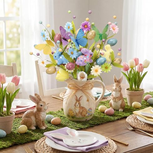Lyrow 8 Pack Artificial Easter Egg Stems 16 inch Berry Picks Berry Stems with Spring Eggs for Home Centerpiece Decor Celebration(Easter) in Saudi Arabia