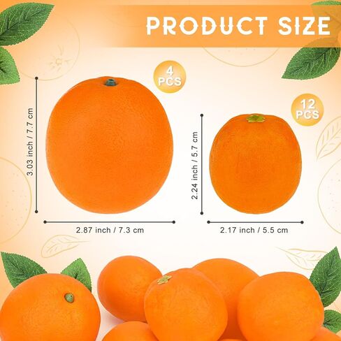 Folmywy 16 Pcs Artificial Oranges Decorative Fake Oranges for Bowls Filler Faux Realistic Fruit Decoration Simulation Plastic Fruits Model Christmas Festival Party Home Table Kitchen in Kuwait