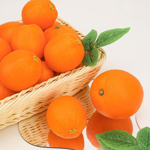 Folmywy 16 Pcs Artificial Oranges Decorative Fake Oranges for Bowls Filler Faux Realistic Fruit Decoration Simulation Plastic Fruits Model Christmas Festival Party Home Table Kitchen in Kuwait