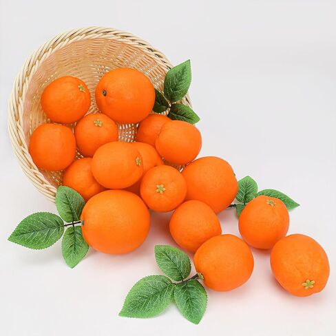 Folmywy 16 Pcs Artificial Oranges Decorative Fake Oranges for Bowls Filler Faux Realistic Fruit Decoration Simulation Plastic Fruits Model Christmas Festival Party Home Table Kitchen in Kuwait