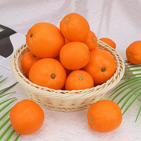 Folmywy 16 Pcs Artificial Oranges Decorative Fake Oranges for Bowls Filler Faux Realistic Fruit Decoration Simulation Plastic Fruits Model Christmas Festival Party Home Table Kitchen in Kuwait