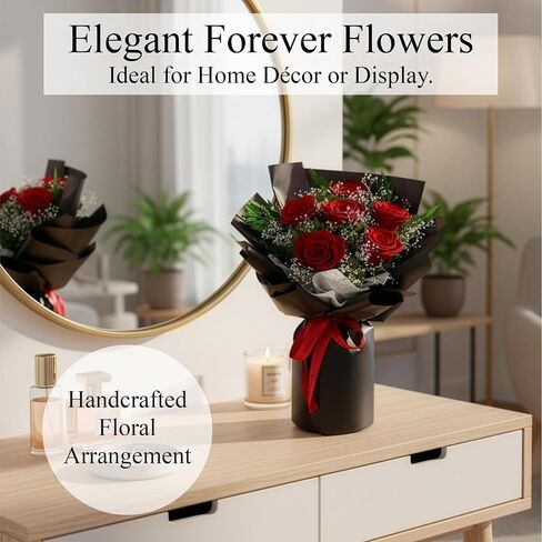 TUCCI FLORAL-Preserved Real Red Roses Bouquet, Forever Flowers with Baby’s Breath, Long Lasting Luxury Gift for Birthday, Anniversary, Mother’s Day Girlfriend Wife Grandma Her Women, Delivery Tomorrow in Saudi Arabia