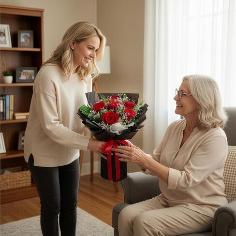 TUCCI FLORAL-Preserved Real Red Roses Bouquet, Forever Flowers with Baby’s Breath, Long Lasting Luxury Gift for Birthday, Anniversary, Mother’s Day Girlfriend Wife Grandma Her Women, Delivery Tomorrow in Saudi Arabia