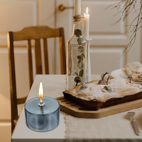 Refillable Liquid Petite Oil lamp, Refillable Clear Glass Oil Lamp Unscented Candles for Fine Dining | Restaurants or Home Cotton Wick Included in Kuwait