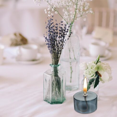 Refillable Liquid Petite Oil lamp, Refillable Clear Glass Oil Lamp Unscented Candles for Fine Dining | Restaurants or Home Cotton Wick Included in Kuwait