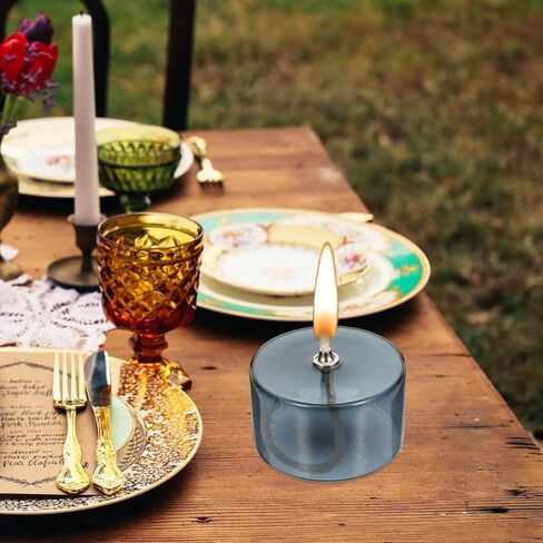 Refillable Liquid Petite Oil lamp, Refillable Clear Glass Oil Lamp Unscented Candles for Fine Dining | Restaurants or Home Cotton Wick Included in Kuwait