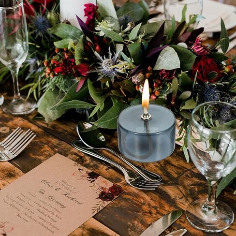 Refillable Liquid Petite Oil lamp, Refillable Clear Glass Oil Lamp Unscented Candles for Fine Dining | Restaurants or Home Cotton Wick Included in Kuwait