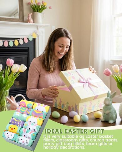 12 Pairs Easter Socks for Adults Teens Girls Funny Spring Egg Bunny Carrot Patterns Crew Socks Spring Festive Gift Easter Party Favors in Saudi Arabia