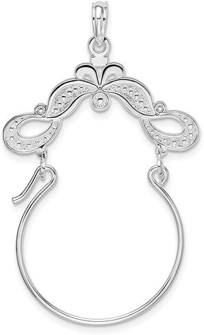 925 Sterling Silver Beaded Scroll Design Charm Holder Pendant (Length-39.3mm) in Saudi Arabia