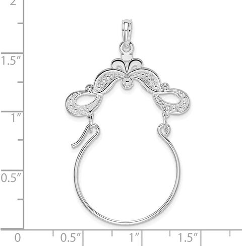 925 Sterling Silver Beaded Scroll Design Charm Holder Pendant (Length-39.3mm) in Saudi Arabia
