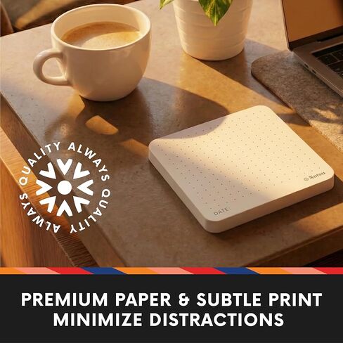 نوتسو دوت جريد ملاحظات لاصقة 4pk | ورق سميك ممتاز 120 جم | أوراق مذكرات منقطة مع التاريخ، 3 × 3 بوصة in Kuwait