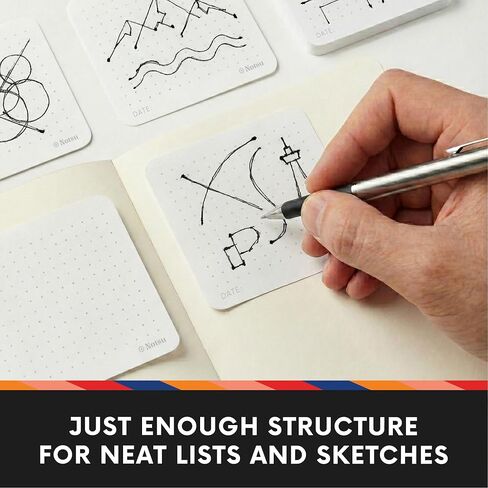 نوتسو دوت جريد ملاحظات لاصقة 4pk | ورق سميك ممتاز 120 جم | أوراق مذكرات منقطة مع التاريخ، 3 × 3 بوصة in Kuwait