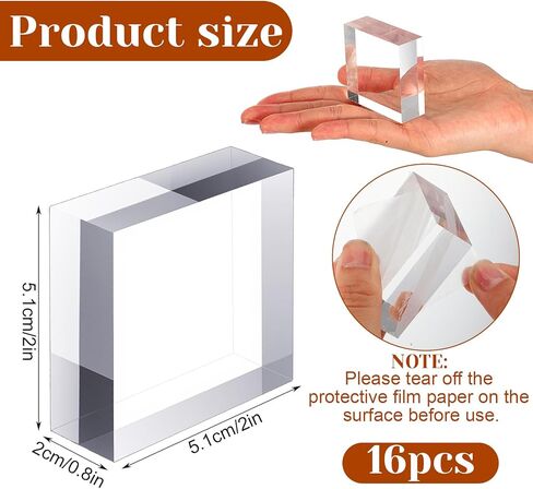 16 Pcs Clear Acrylic Display Blocks 2 x 2 x 0.8 Inch Polished Square Acrylic Cube Jewelry Display Stand Holder Base for Ring Showcase, Collectibles, Figurines in Saudi Arabia