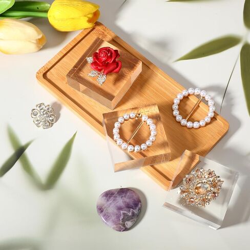 16 Pcs Clear Acrylic Display Blocks 2 x 2 x 0.8 Inch Polished Square Acrylic Cube Jewelry Display Stand Holder Base for Ring Showcase, Collectibles, Figurines in Saudi Arabia