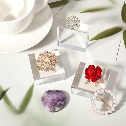 16 Pcs Clear Acrylic Display Blocks 2 x 2 x 0.8 Inch Polished Square Acrylic Cube Jewelry Display Stand Holder Base for Ring Showcase, Collectibles, Figurines in Saudi Arabia