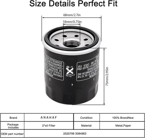 2520799 فلتر زيت 3084963 لـ Polaris Sportsman 500 450 400 335، Ranger 400 500، Trail Boss 330، Trailblazer 330، Scrambler 500، Magnum 325 330 425 500، Xplorer 400 500، Xpedition 325 425,1 قطعة in Kuwait