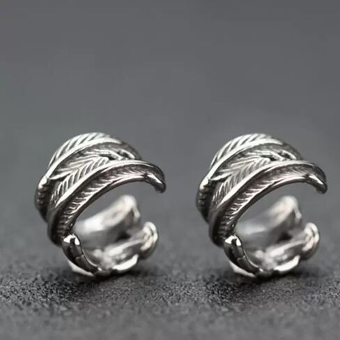Vintage Style Feather Ear Cuffs, Retro Twisted Feathers Earings, No Piercing Required in Saudi Arabia