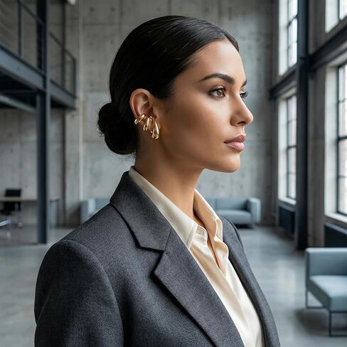أصفاد أذن معدنية مكتنزة، أقراط مشبكية غير خارقة، مجوهرات عصرية واسعة ملفوفة، إكسسوار عصري عصري in Kuwait