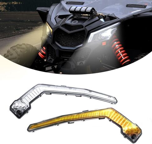 مصابيح Kiwi Master Fang لملحقات Can-Am Maverick X3/ Max لعام 2017-2026، استبدال OEM # 710004994 710004995، مصابيح توقيع LED أمامية، مصابيح إشارة الانعطاف، زوج in Kuwait