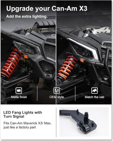 مصابيح Kiwi Master Fang لملحقات Can-Am Maverick X3/ Max لعام 2017-2026، استبدال OEM # 710004994 710004995، مصابيح توقيع LED أمامية، مصابيح إشارة الانعطاف، زوج in Kuwait