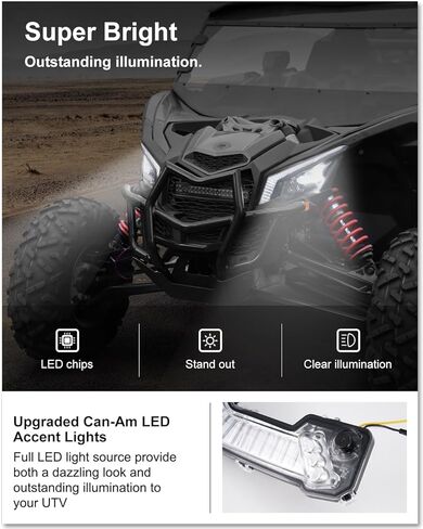 مصابيح Kiwi Master Fang لملحقات Can-Am Maverick X3/ Max لعام 2017-2026، استبدال OEM # 710004994 710004995، مصابيح توقيع LED أمامية، مصابيح إشارة الانعطاف، زوج in Kuwait