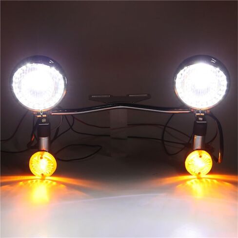 إشارات شريط الضوء LED للدراجات النارية المتوافقة مع H-onda VTX 1300 C R S RETRO VT VF 700 750 1100 - مجموعة مصابيح الضباب المطلية بالكروم مع 27 مصباح LED وCOB SMD in Kuwait