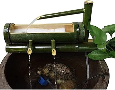 Bamboo Fountain Decoration Outdoor Bamboo Water Fountain Decoration, with Pump, Fish Tank Water Circulation, Indoor/Outdoor Zen Garden,Decoration,Landscaping Fountain Ornaments, Japanese Gar in Saudi Arabia
