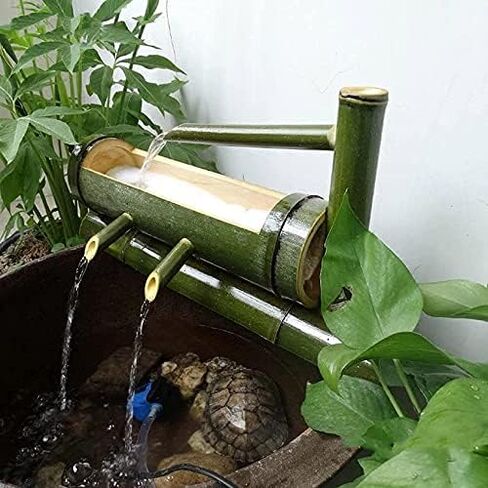 Bamboo Fountain Decoration Outdoor Bamboo Water Fountain Decoration, with Pump, Fish Tank Water Circulation, Indoor/Outdoor Zen Garden,Decoration,Landscaping Fountain Ornaments, Japanese Gar in Saudi Arabia