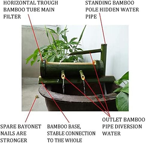 Bamboo Fountain Decoration Outdoor Bamboo Water Fountain Decoration, with Pump, Fish Tank Water Circulation, Indoor/Outdoor Zen Garden,Decoration,Landscaping Fountain Ornaments, Japanese Gar in Saudi Arabia