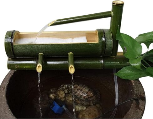 Bamboo Fountain Decoration Outdoor Bamboo Water Fountain Decoration, with Pump, Fish Tank Water Circulation, Indoor/Outdoor Zen Garden,Decoration,Landscaping Fountain Ornaments, Japanese Gar in Saudi Arabia