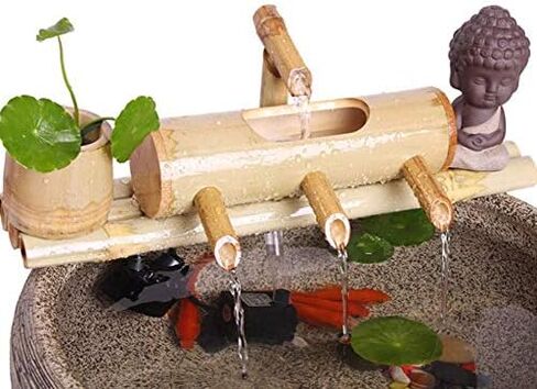 Bamboo Fountain Decoration Garden Bamboo Water Decoration Statue,Indoor Outdoor Sculpture,Bamboo Water Fountain,Creative Fish Tank Ornaments,Home Decoration A 25Cm in Saudi Arabia