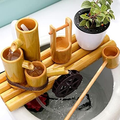Bamboo Fountain Decoration Water Feature Fountain, Bamboo Fountain, for Garden Home Decoration Waterfall Outdoor Garden Water Feature Decoration in Saudi Arabia