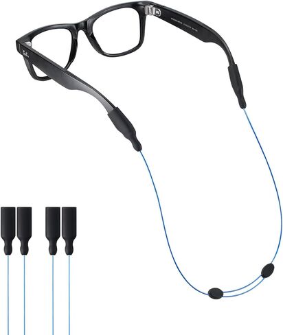 حزام النظارات الشمسية لنظارات Meta RayBan، هياكل سميكة - بدون ذيل أشرطة نظارات قابلة للتعديل، حبال النظارات، حاملات نظارات العين حول الرقبة للرجال والنساء والأطفال - سلسلة للرياضة (قطعتان شفافتان 20 بوصة) in Kuwait