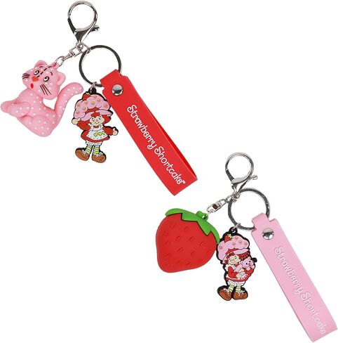 مجموعة سلسلة مفاتيح Concept One Strawberry Shortcake & Custard، حلية شخصية ثلاثية الأبعاد للحقائب وحقائب الظهر، وردي وأحمر in Saudi Arabia