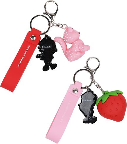 مجموعة سلسلة مفاتيح Concept One Strawberry Shortcake & Custard، حلية شخصية ثلاثية الأبعاد للحقائب وحقائب الظهر، وردي وأحمر in Saudi Arabia