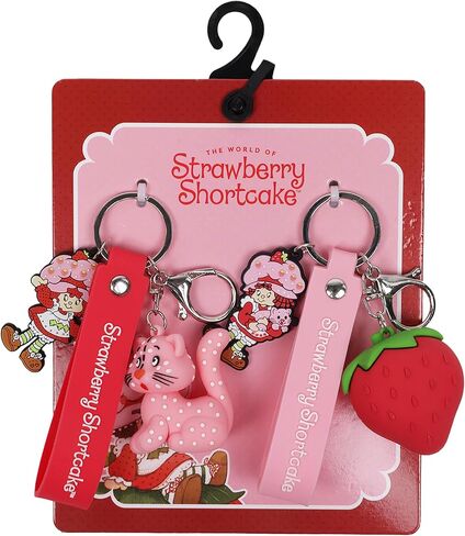 مجموعة سلسلة مفاتيح Concept One Strawberry Shortcake & Custard، حلية شخصية ثلاثية الأبعاد للحقائب وحقائب الظهر، وردي وأحمر in Saudi Arabia