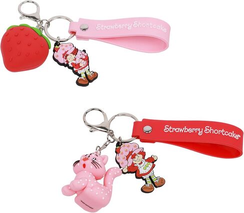 مجموعة سلسلة مفاتيح Concept One Strawberry Shortcake & Custard، حلية شخصية ثلاثية الأبعاد للحقائب وحقائب الظهر، وردي وأحمر in Saudi Arabia