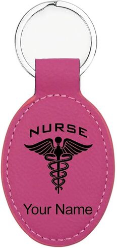LaserGram Oval Keychain, Nurse, Personalized Engraving Included (Dark Blue) in Saudi Arabia