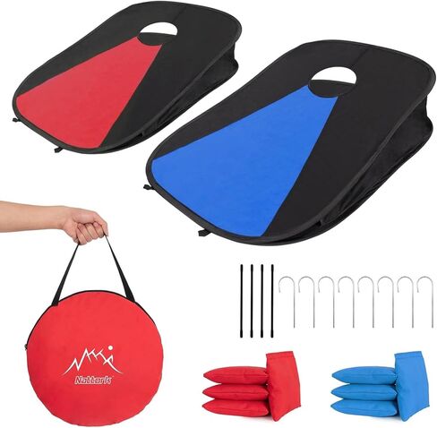 Portable Cornhole Set PVC Framed Corn Holes Outdoor Game Set with 2 Cornhole Boards, 8 Cornhole Bean Bags and Carrying Case, Camping Games Indoor Outdoor for Adults, Travel Camping Accessory in Kuwait