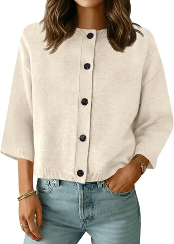 Saodimallsu Womens Short Sleeve Cardigan Sweaters Crew Neck Button Down Lightweight Casual Summer Knit Tops in Saudi Arabia