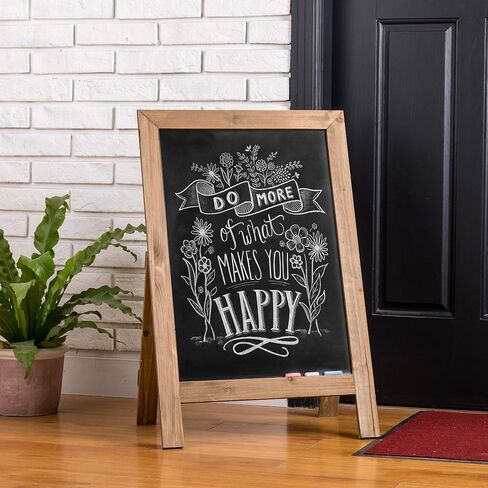 Glitzhome A-Frame Chalkboard Sign 30"x20" Wooden Sandwich Board Easel Sign Outdoor Standing Wall Chalkboard for Restaurants, Cafes, Weddings(Wood Color) in Saudi Arabia