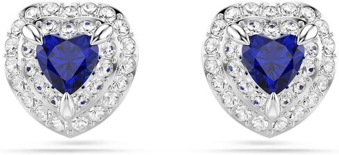 Swarovski One Stud earrings, Heart cut, Pavé, Heart, Blue, Rhodium plated in Saudi Arabia
